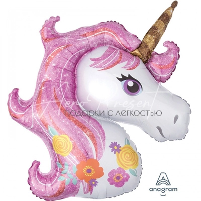 Розовый единорог, фольгированный шар