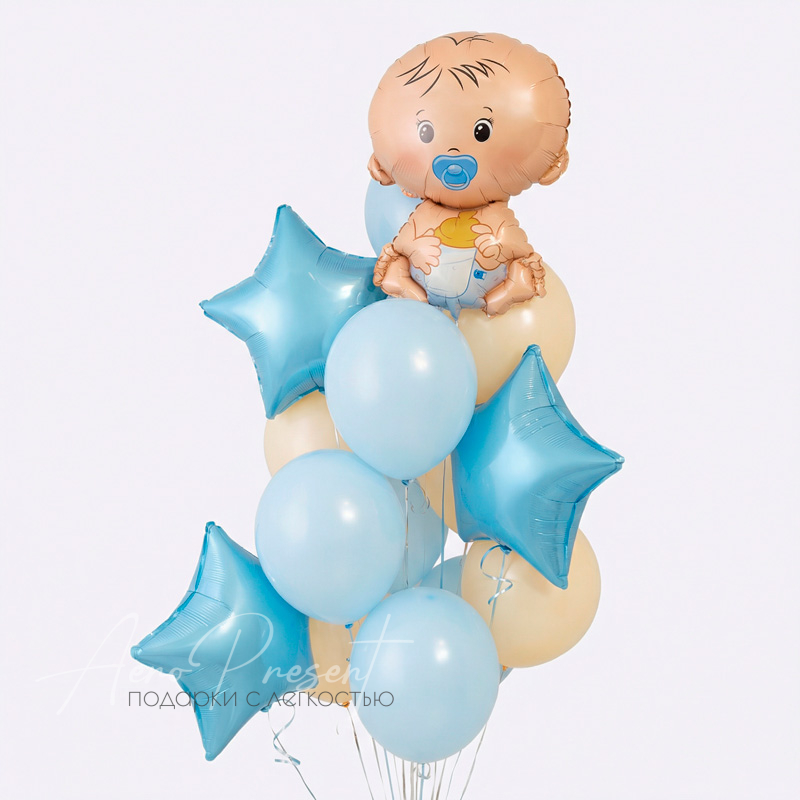 Бежево-голубое облако для малыша