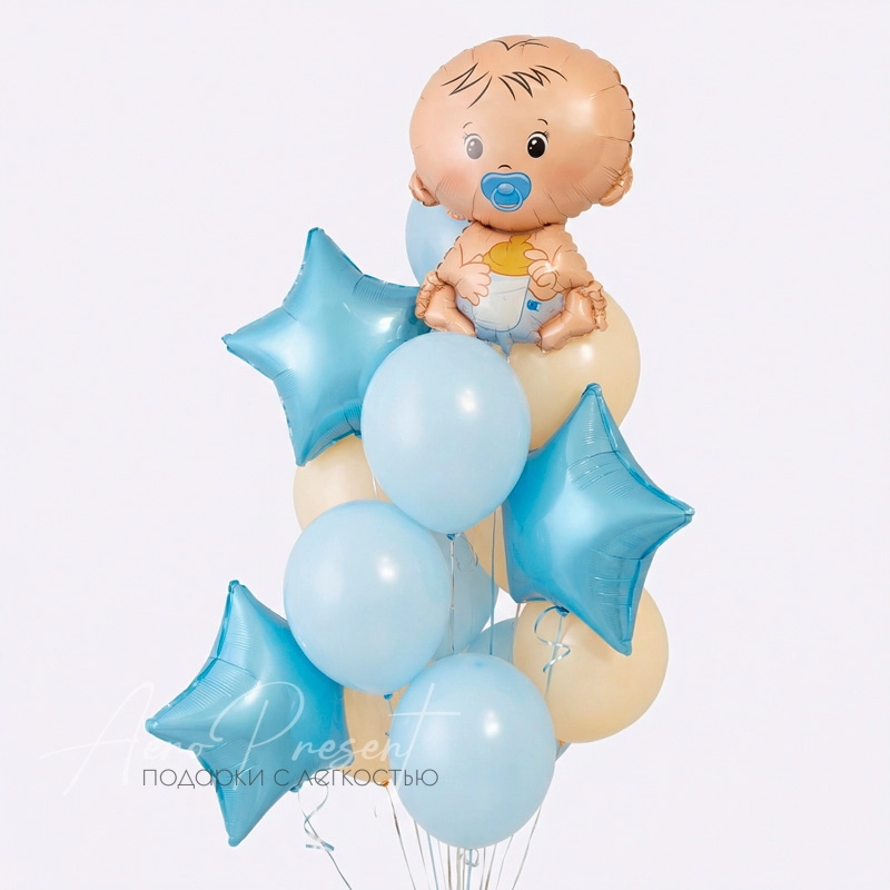 Бежево-голубое облако для малыша