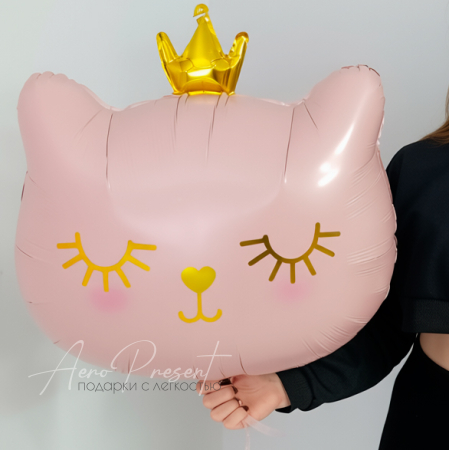 Фольгированный шар "Котенок, принцесса", розовый шар