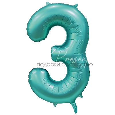 Фольгированная цифра, мятный сатин, 3