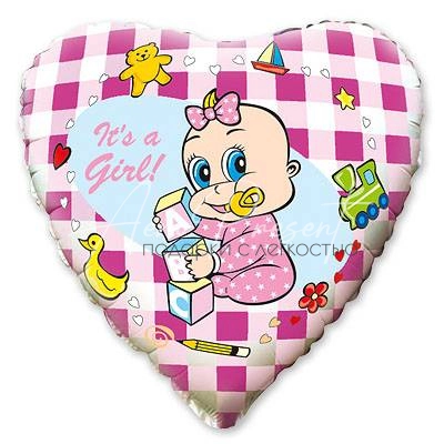 Сердечко It's a girl, фольгированный шар