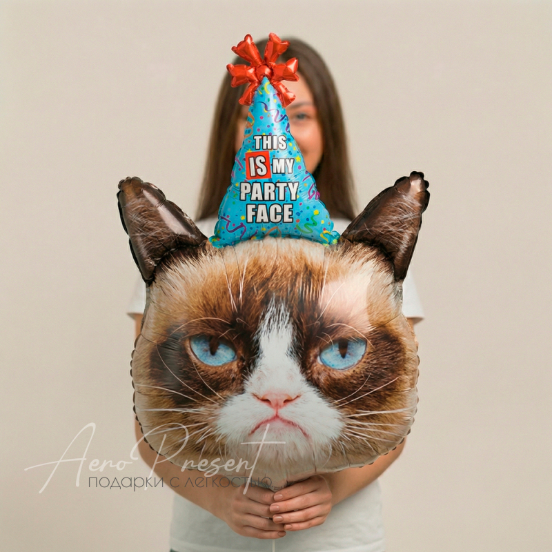 Фольгированный шар Фигура, Сердитая кошка в колпаке