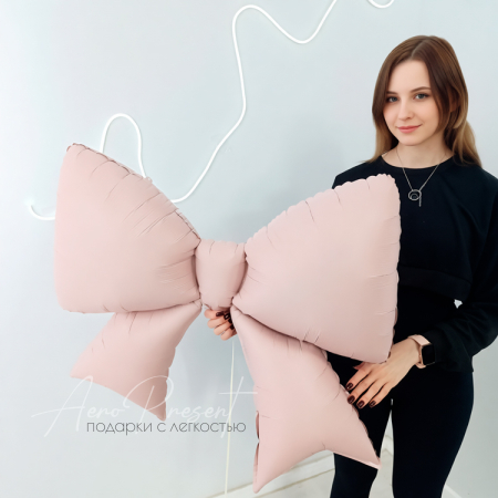 Фольгированный шар Бант, Розовый Сатин 