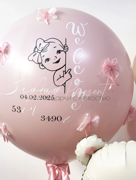 Набор шаров новорожденной девочке "Северный мишка"