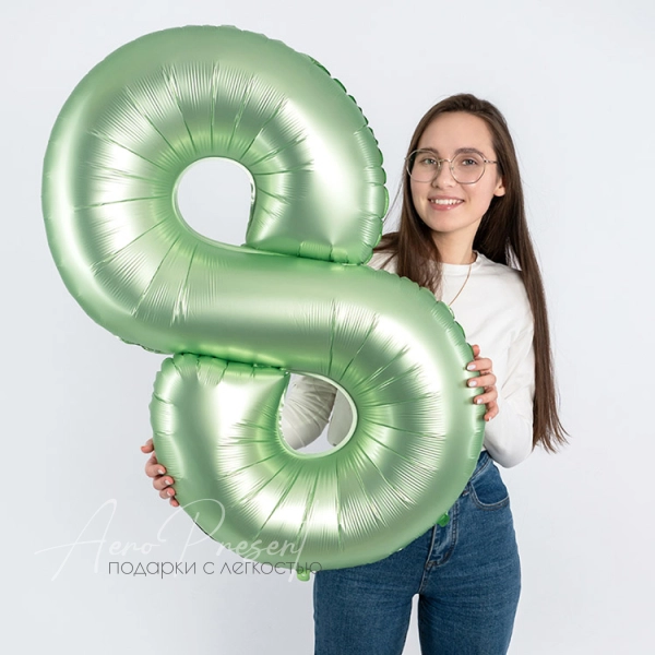 Фольгированная цифра авокадо, сатин