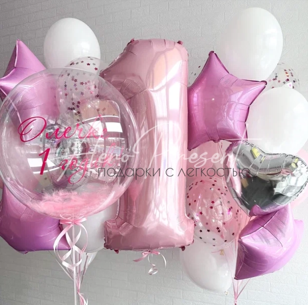 Композиция на годик "Розовая классика"