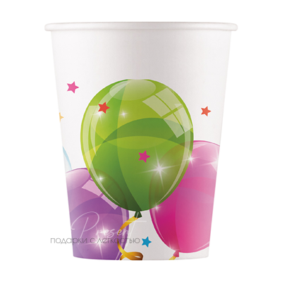 Стакан бум Шарики сверкающие 200мл 8шт