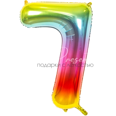 Фольгированная цифра, радуга металлик, 7