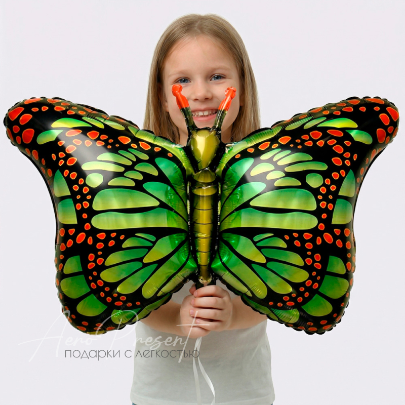 Фольгированный шар Бабочка зеленая