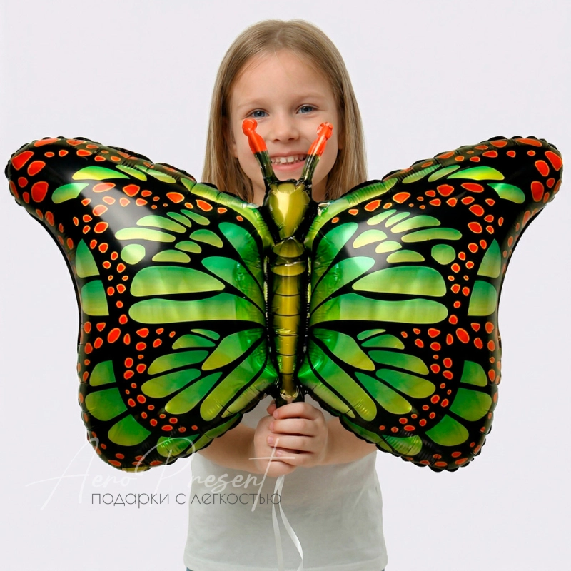 Фольгированный шар Бабочка зеленая