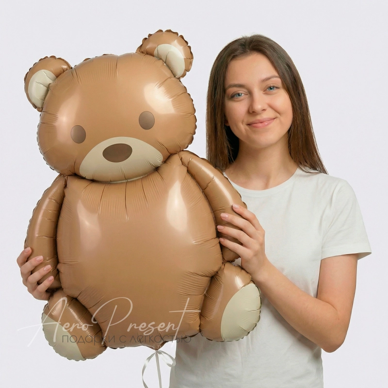 Фольгированный шар Мишка, Сатин