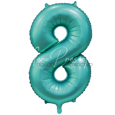 Фольгированная цифра, мятный сатин, 8