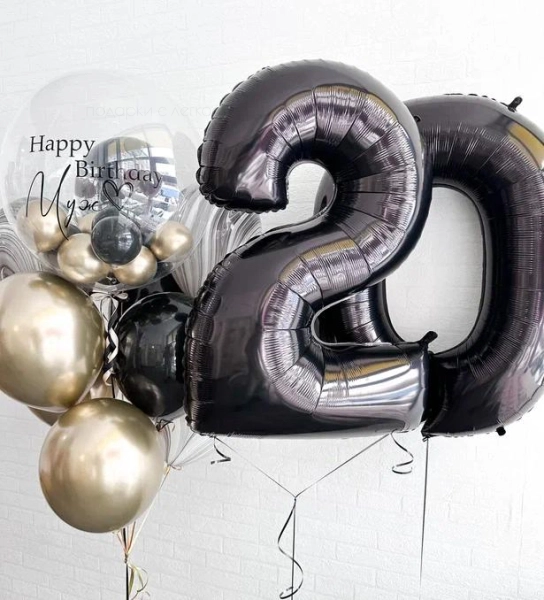 Черно-золотой сет с агатами и цифрами