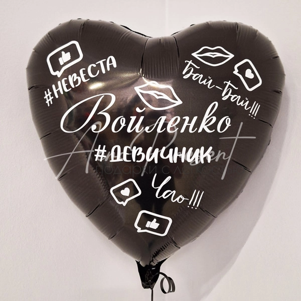 Фольгированное сердце "Прощай фамилия!"