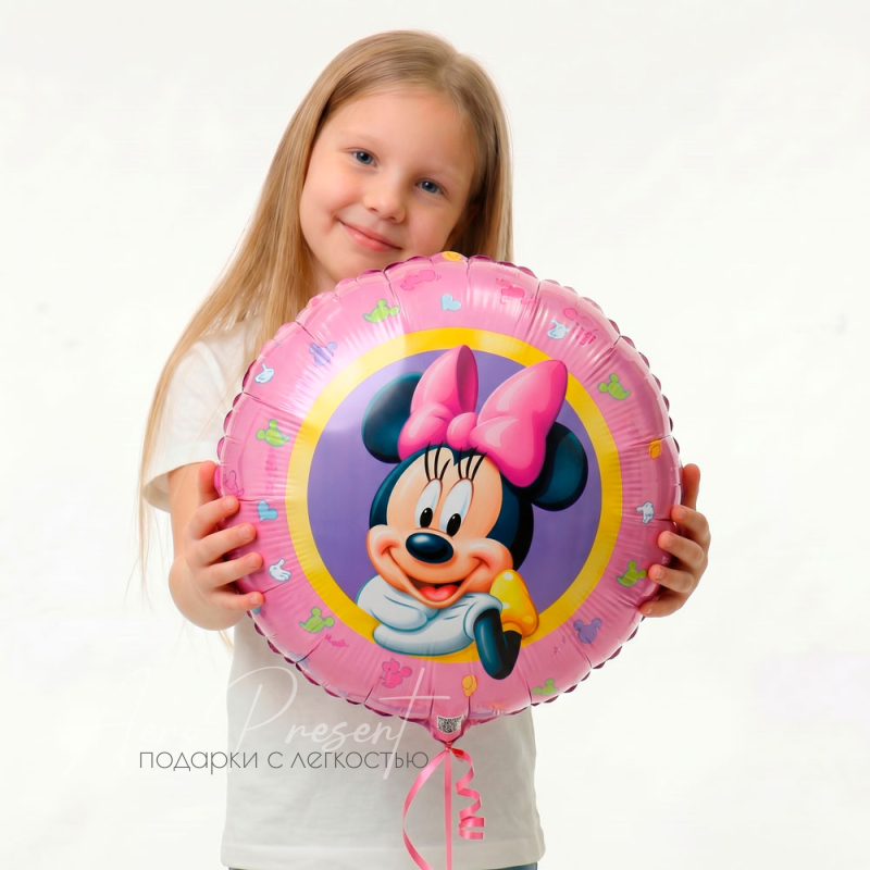 Минни Маус на розовом фоне, фольгированный шар