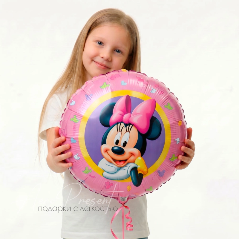 Минни Маус на розовом фоне, фольгированный шар