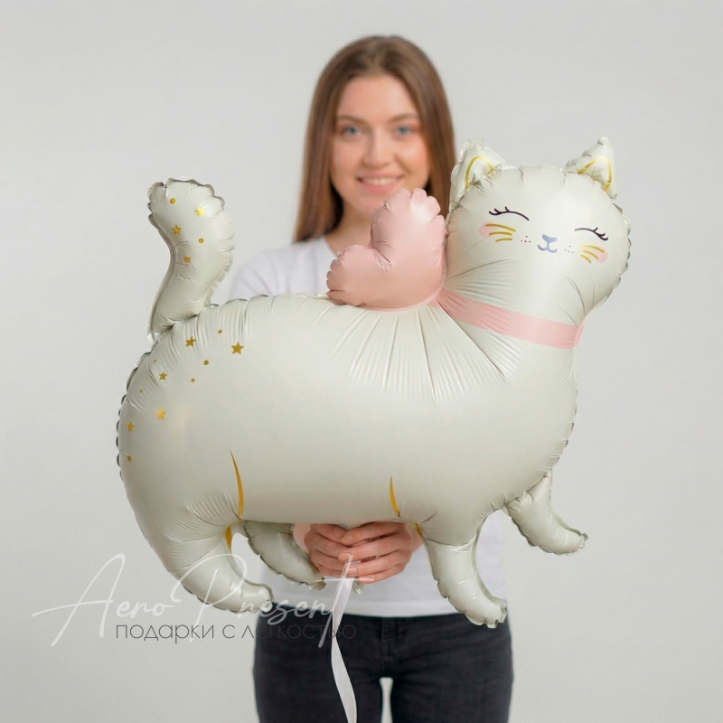 Фольгированный шар "Кошечка с сердцем"