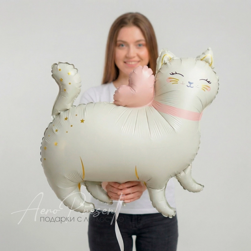 Фольгированный шар "Кошечка с сердцем"