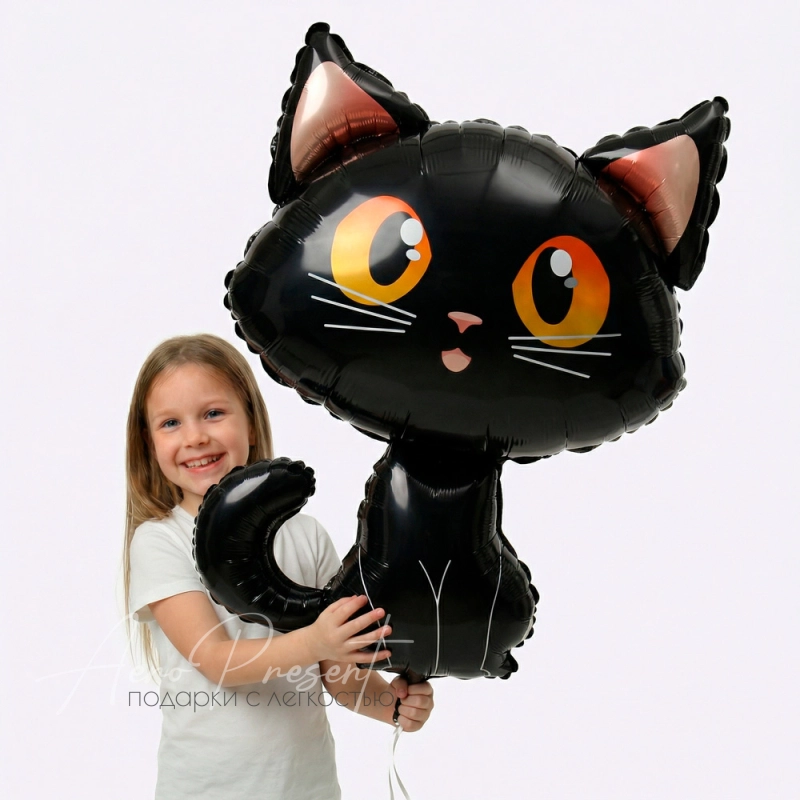 Фольгированный шар Фигура, Котенок, Черный