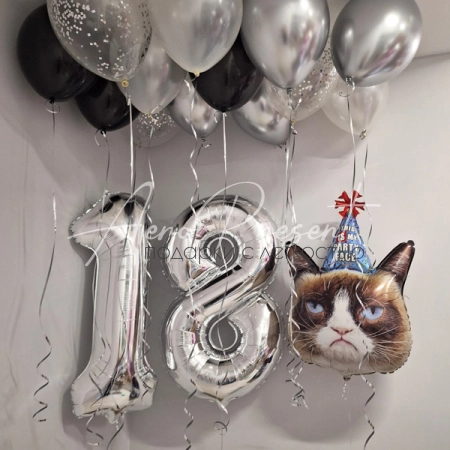 Набор "Сердитый кот" с шарами под потолок