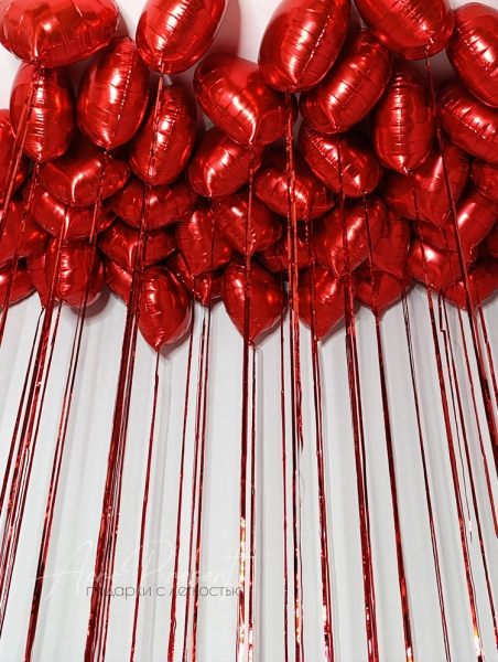 Красные сердца с дождиком