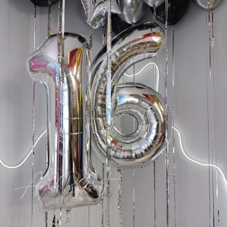 Набор воздушных шаров "Чёрно-серебряный блеск"