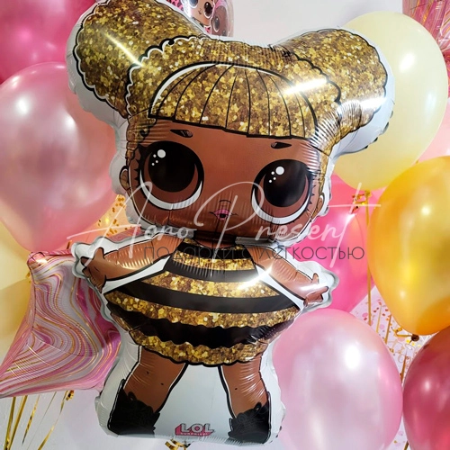 Большеглазая кукла QUEEN BEEN, фольгированный шар