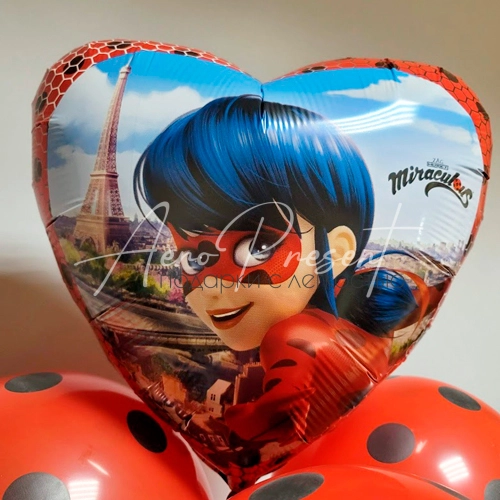 Леди Баг, сердце, фольгированный шар