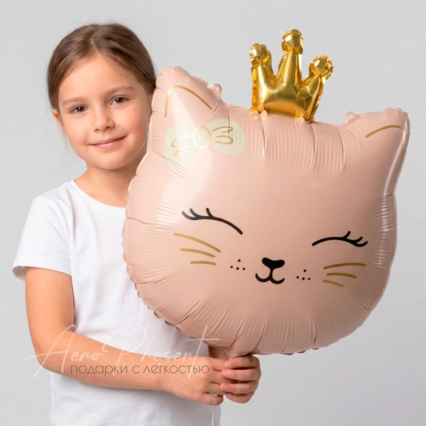 Кошечка с короной, фольгированный шар