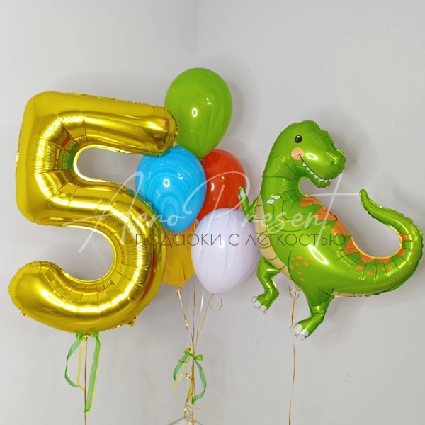 Набор шаров "Добрый динозавр, агаты и цифра"