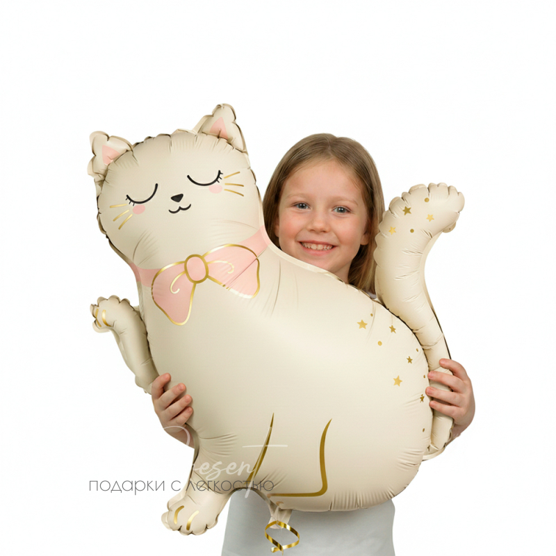 Фольгированный шар Фигура, Кошечка с бантом, Сатин