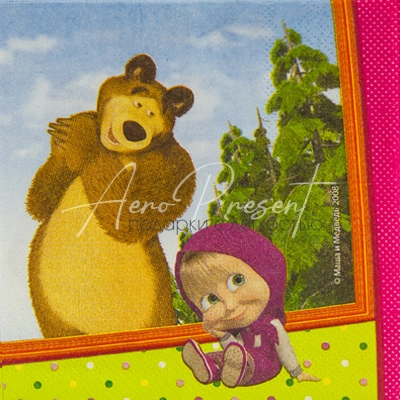 Салфетка Маша и Медведь 33см 12шт