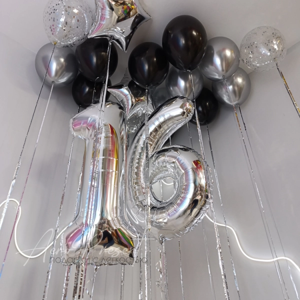Набор воздушных шаров "Чёрно-серебряный блеск"