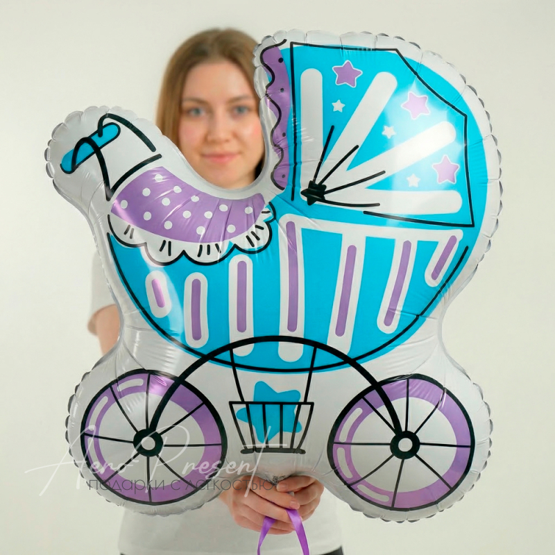 Коляска для мальчика, фольгированный шар