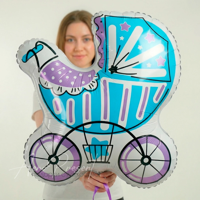 Коляска для мальчика, фольгированный шар