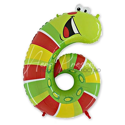 Цифра "6" Веселые животные, Гусеница