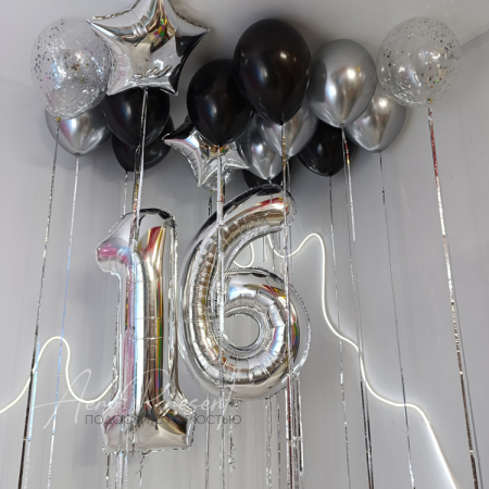 Набор воздушных шаров "Чёрно-серебряный блеск"