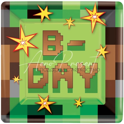 Тарелка TNT Party! 23см квад 8шт