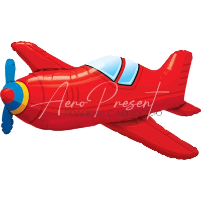 Самолёт красный, винтаж, фольгированный шар