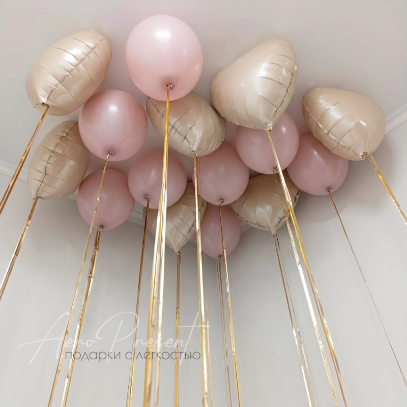 Микс из 15 воздушных шаров "Пудровый"
