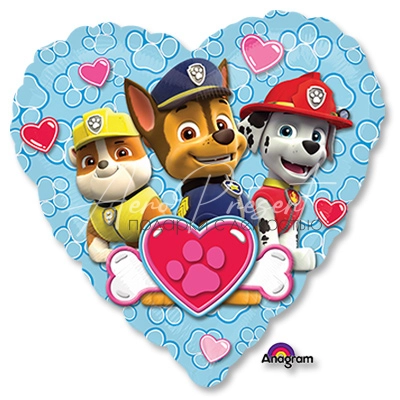Сердце голубое Щенячий патруль, фольгированный шар