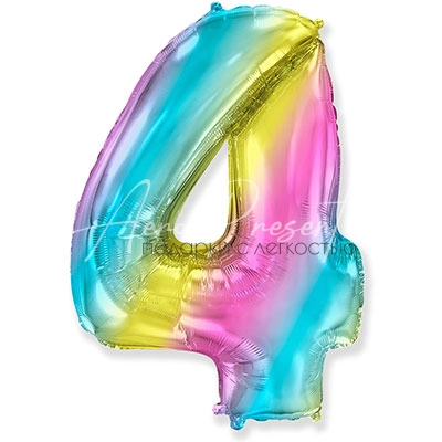 Фольгированная цифра "Нежная радуга", 4