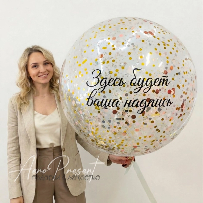 Гигант с золотым конфетти и вашей надписью
