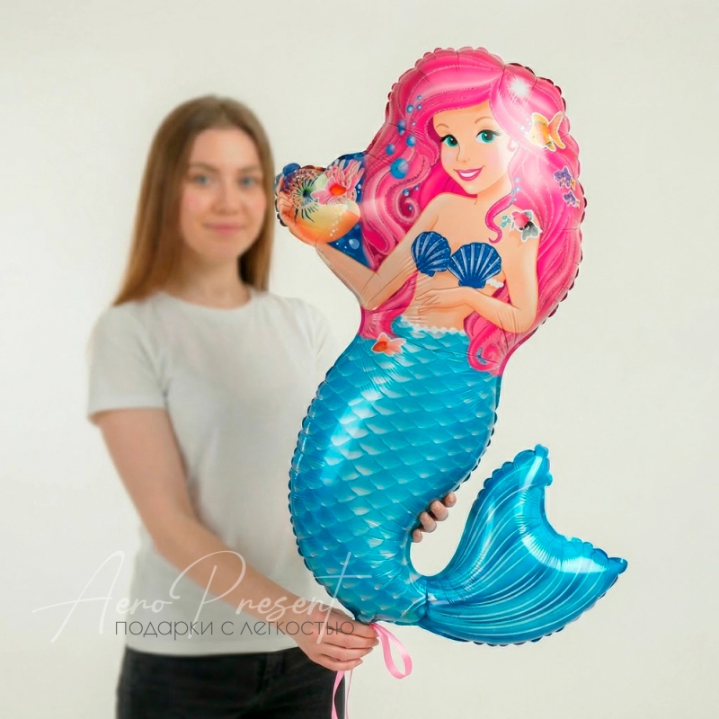 Русалочка с ракушкой, фольгированный шар