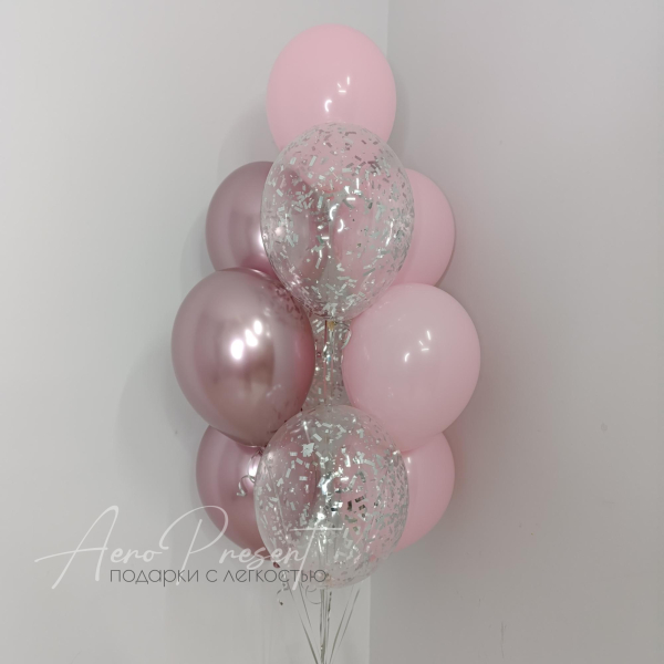 Фонтан "Микс розового с серебряным конфетти"