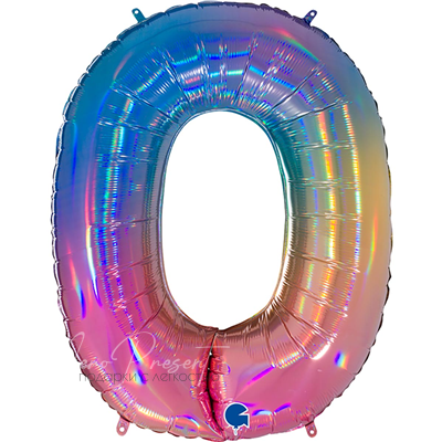 Фольгированная цифра "Переливы радуги", 0