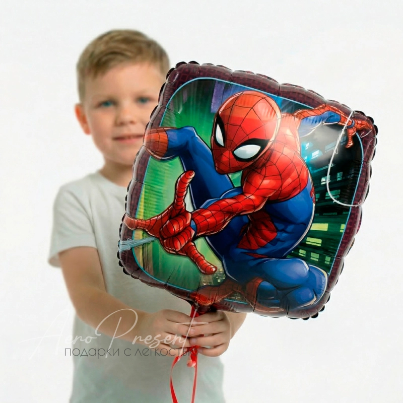 Летящий человек паук, фольгированный шар