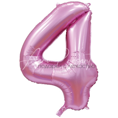 Фольгированная цифра, розовый сатин, 4