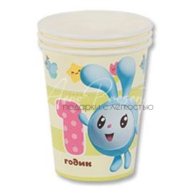 Стакан бум Малышарики 1 годик 250мл 6шт